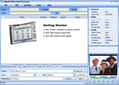 Xilisoft DVD to DivX Converter 4.7.28.120 screenshot Xilisoft DVD to DivX Converter 4.7.28.120 screenshot