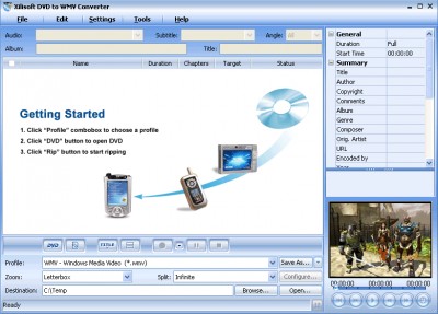 Xilisoft DVD to WMV Converter 3 4.7.71.091 screenshot