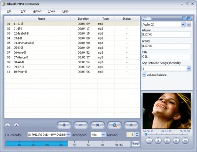 Xilisoft MP3 CD Burner  3 3.7.26.091 screenshot