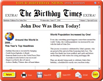 Your Birthday News - Intl Edition 1.0 screenshot