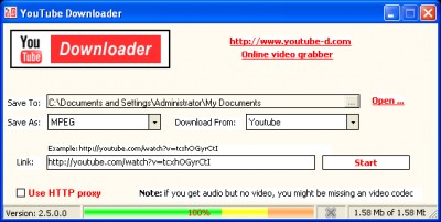 YouTube Downloader 2.5 screenshot