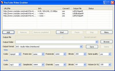 YouTube Video Grabber 0.95 screenshot