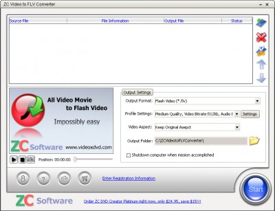 ZC Video to FLV Converter 1.0.1 screenshot ZC Video to FLV Converter 1.0.1 screenshot