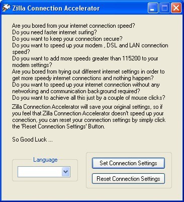 Zilla Internet Connection Accelerator 3.1.0.0 screenshot Zilla Internet Connection Accelerator 3.1.0.0 screenshot
