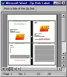 ZIP Disk Jewel Case and Label Creator for Word 3.5 screenshot ZIP Disk Jewel Case and Label Creator for Word 3.5 screenshot