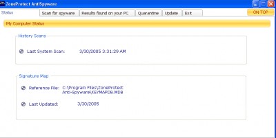 ZoneProtect AntiSpyware 1.00 screenshot ZoneProtect AntiSpyware 1.00 screenshot