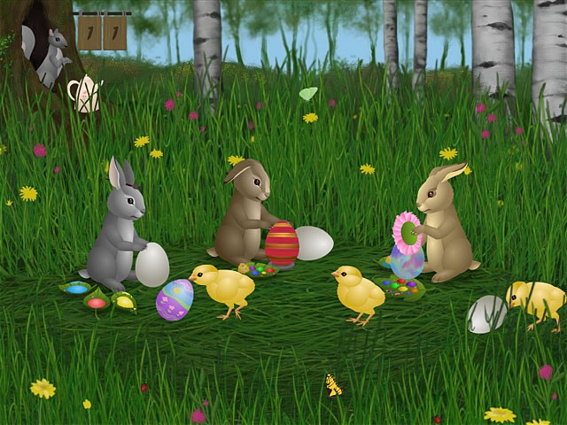 easter bunnies and chicks and eggs. easter bunnies eggs