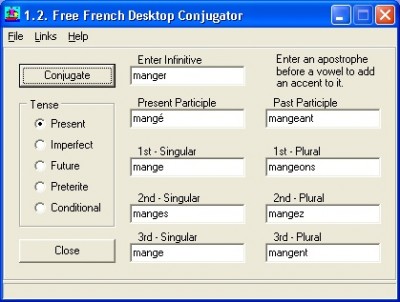 1.2. Free French Desktop Conjugator 1.0 screenshot