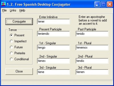 1.2. Free Spanish Desktop Conjugator 1.0 screenshot