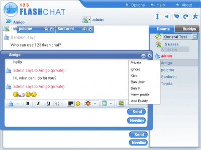 123 Flash Chat Server Software Windows Client 1.3 screenshot