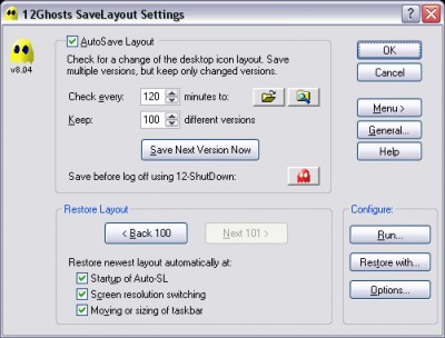 12Ghosts SaveLayout 9.70 screenshot