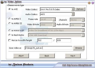 1st Video Splitter 4.0.1 screenshot