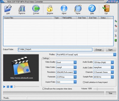 3GP PSP MP4 iPod Video Converter 20.2.912 screenshot