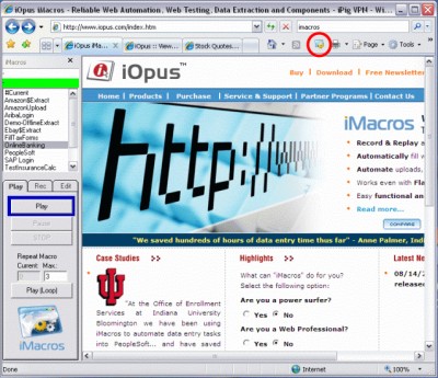 4IE Internet Macros Web Testing PlugIn 4.30 screenshot