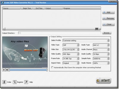 A-one 3GP Video Converter 7.6.3 screenshot