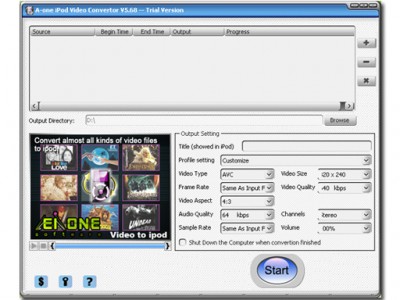 A-one Video to iPod Converter 4.35 screenshot