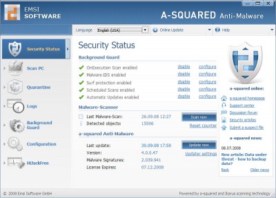a-squared Anti-Malware 4.5.0.29b screenshot