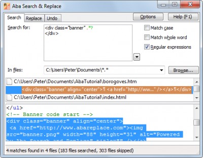 Aba Search and Replace 2.3 screenshot