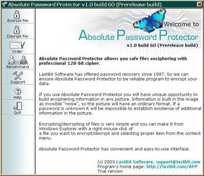 Absolute Password Protector 1.0.547 screenshot