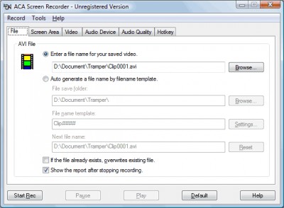 ACA Screen Recorder 5.00 screenshot