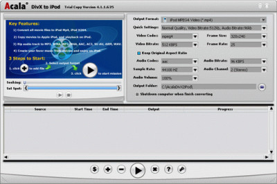 Acala DivX to iPod 4.1.5 screenshot