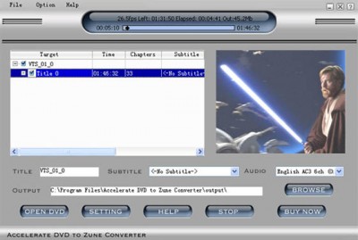 ACCEL - DVD to Zune Converter 2008.243 screenshot