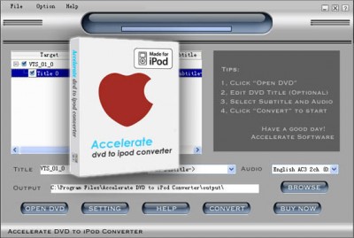 ACCEL DVD to iPod Converter 2008.243 screenshot