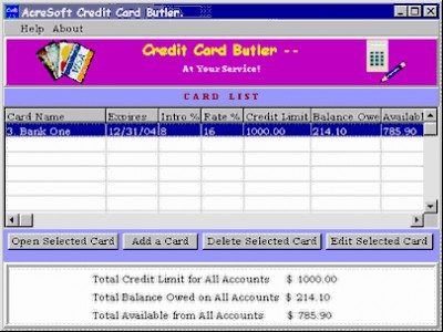 AcreSoft Credit Card Butler 2 screenshot