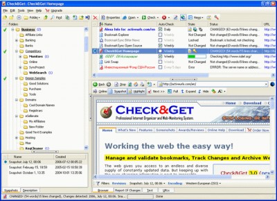 ActiveURLs Check&Get - Web-Monitor, Bookmark Manag 2.3.1 screenshot