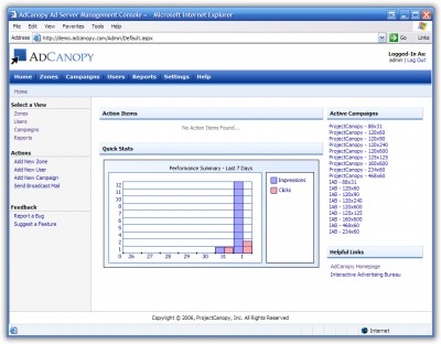 AdCanopy - Ad Serving Software v1.5.1.0 screenshot