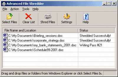 Advanced File Shredder 1.16 screenshot