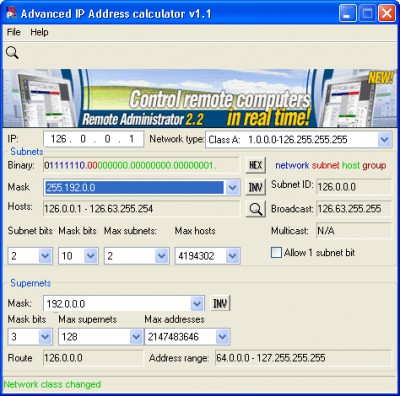 Advanced IP Address Calculator 1.1 screenshot