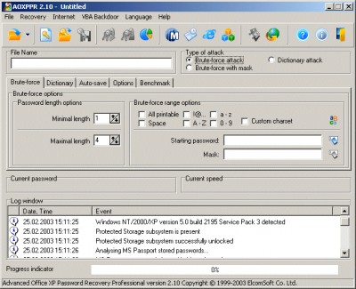 Advanced Office XP Password Recovery Pro 2.42 screenshot