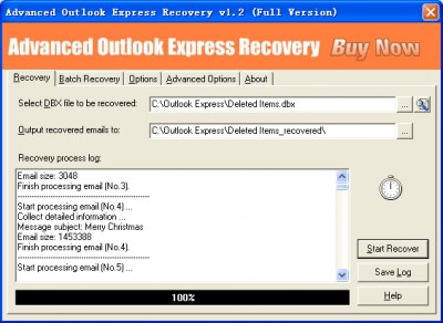 Advanced Outlook Express Recovery 1.1 screenshot