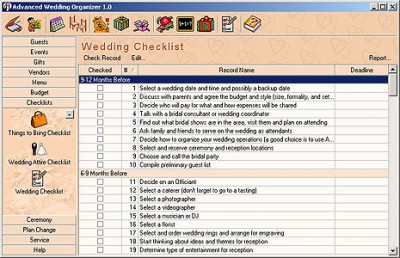 Advanced Wedding Organizer 1.0 screenshot