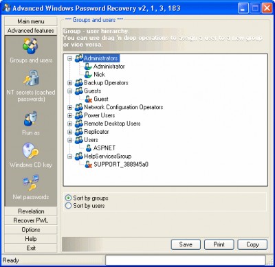 Advanced Windows Password Recovery 3.5 screenshot