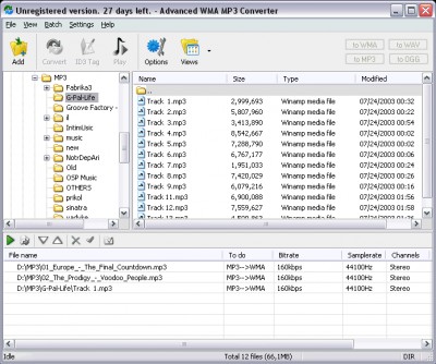 Advanced WMA MP3 Converter 1.2 screenshot
