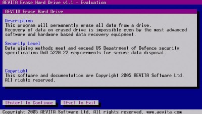 AEVITA Erase Hard Drive 1.1 screenshot