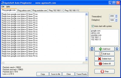 AgataSoft Auto PingMaster 1.5 screenshot