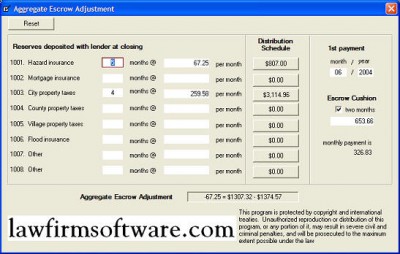 Aggregate Escrow Adjustment 1 screenshot