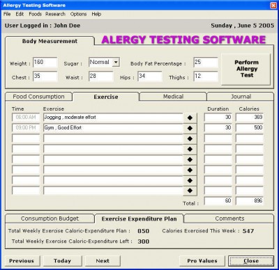 Alergy Testing Software 1.0 screenshot