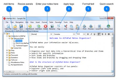 AlfaPad Notes Organizer 2011 screenshot