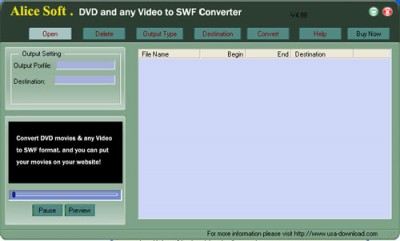 Alice DVD any Video to SWF Converter 9.99 screenshot