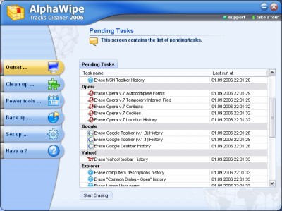 AlphaWipe Tracks Cleaner 2006 2.2.5 screenshot
