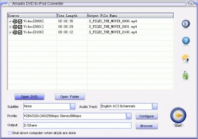 Amadis DVD to iPod Converter 3.8.1 screenshot