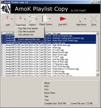 AmoK Playlist Copy 2.01 screenshot