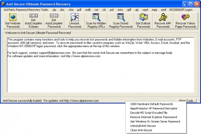 Anti-Secure Ultimate Password Recovery 1.0 screenshot