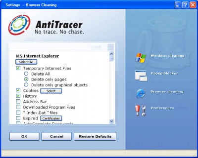 AntiTracer 1.0 screenshot