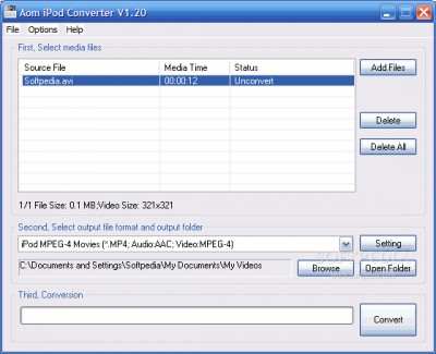 Aom iPod Video Converter 1.2 screenshot