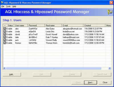 AQL htpasswd & htaccess Password Manager 2.40 screenshot